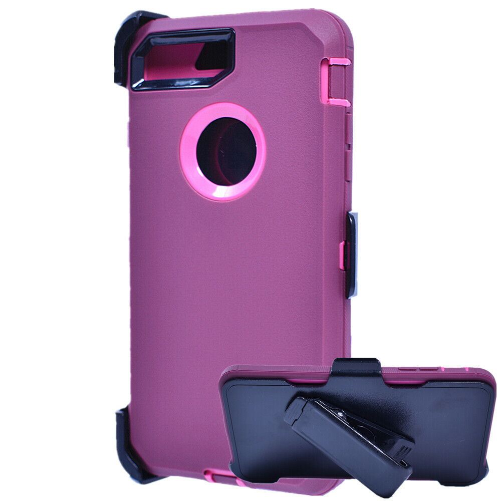 Premium Armor Heavy Duty Case with Clip for iPHONE 8 / 7 / 6S / 6 (Burgundy Pink)